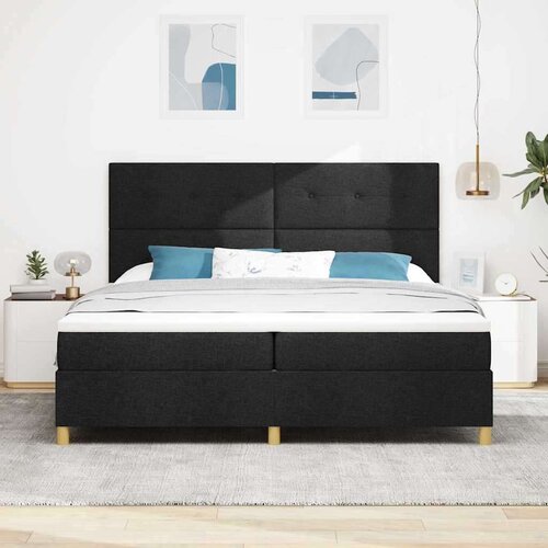 VidaXL Box spring krevet s madracem Crna 200 x 200 cm tkanina Slike
