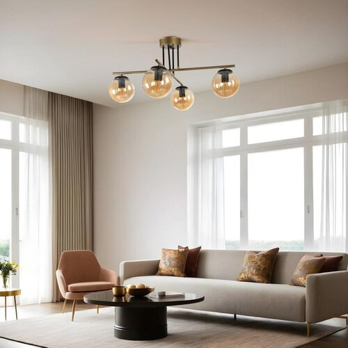 Opviq oslo 4 Lü eskitme bal Camlı avize goldblackamber chandelier Slike