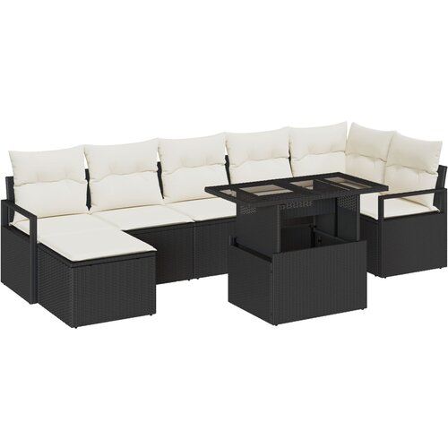 vidaXL Set od 8 komada Vrtnih Sofa s Jastučićima Crni Poli Ratan, 2-sjedni Vrtni Sofa s Pohranom i Jastučićima Crni Poli Ratan Cijene