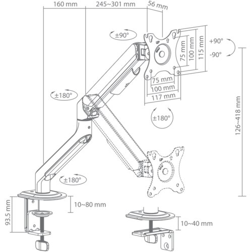 WHITESHARK akhenaten i GMS-3209 stolni nosač za monitor Slike