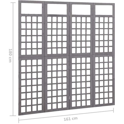 VidaXL Sobna pregrada / re&amp;scaron;etka s 4 panela od jelovine siva 161x180cm Slike