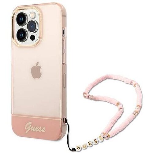 Guess Guhcp14lhgcohp za iphone 14 pro - roza silikonski ovitek s perla zapestnico Cene