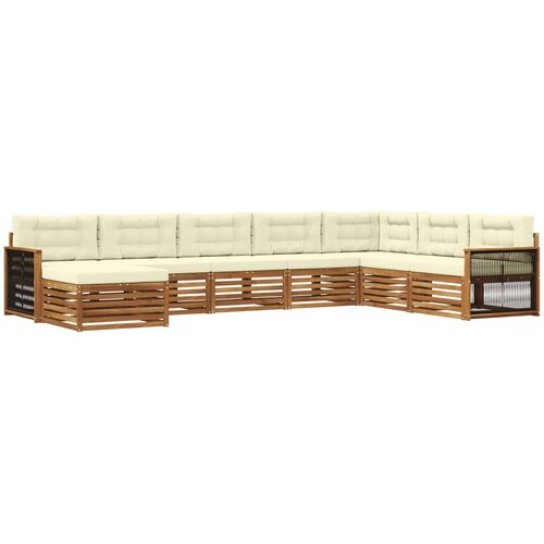  Set vanjskih sofa 8 kom. Prirodna i krem Čvrsto drvo akacije Slike