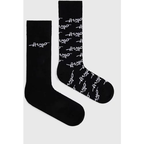 Hugo Čarape 2-pack za muškarce, boja: crna