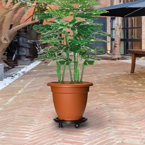 vidaXL Vozičkek za rastline s kolesi 2 kosa premer 30 cm črn 170 kg