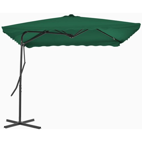 VidaXL vrtni suncobran s čeličnom &amp;scaron;ipkom 250 x 250 cm zeleni Slike