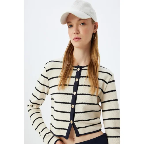 Koton Ecru Striped Youth Cardigan