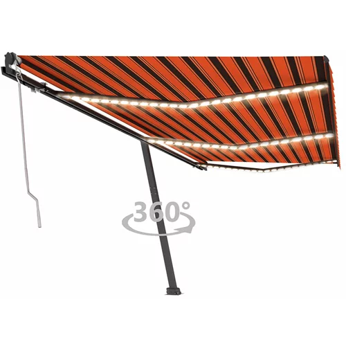 vidaXL Automatska tenda sa senzorom LED 600 x 350 cm narančasto-smeđa