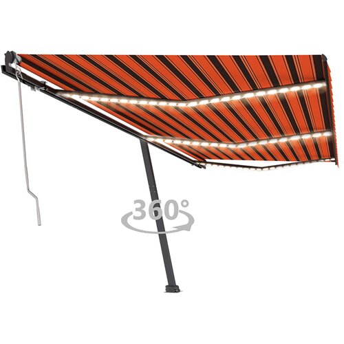 vidaXL Avtomatska tenda LED + senzor 600x350 cm oranžna/rjava Cene