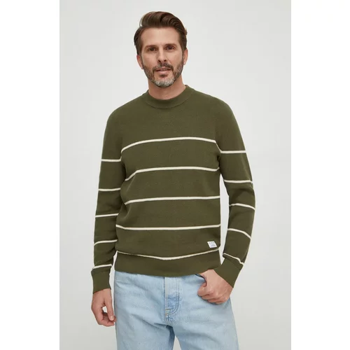 PepeJeans Bombažen pulover zelena barva