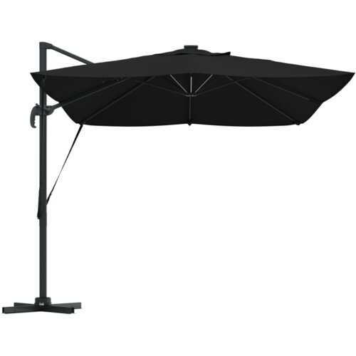 VidaXL Kantilever Roma Suncobran s LED-ima Crni 352x251x265 cm Aluminij Slike