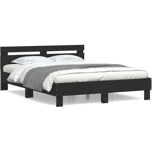 vidaXL Okvir za krevet s uzglavljem crni 150x200 cm konstruirano drvo