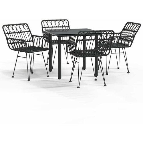  5-dijelni vrtni blagovaonski set od poliratana crni Crna Dužina stola 80 cm Slike