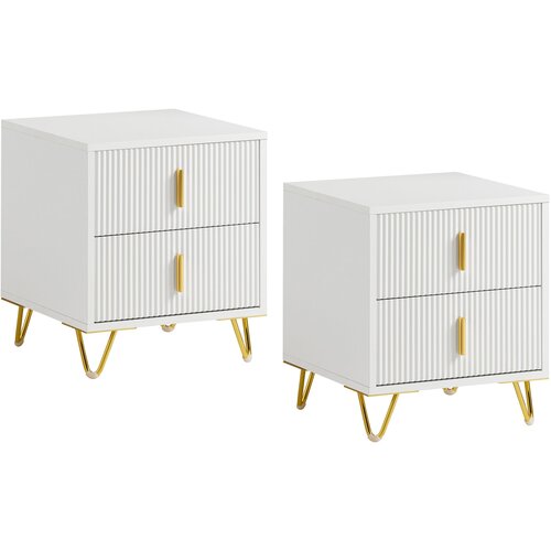 SoBuy Nočna omarica z 2 predaloma Bela 63x46.5x47.3cm Funkcionalen FBT115-WX2, (5000091557) Cene