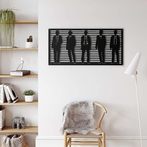 Wallxpert metalni zidni ukras 5097, siluete pet mu&amp;scaron;karaca u odelima, 76 x 38 cm, crni Slike