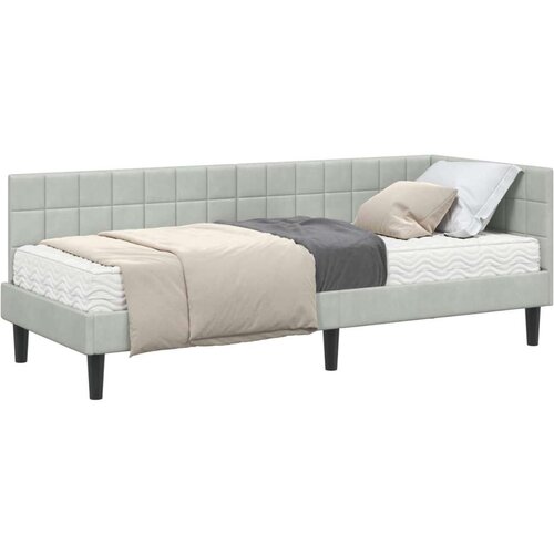 VidaXL Kutni krevetni okvir s madracem 2 pcs Svjetlosiva Bar&amp;scaron;un - Svjetlosiva 80 x 200 cm Slike