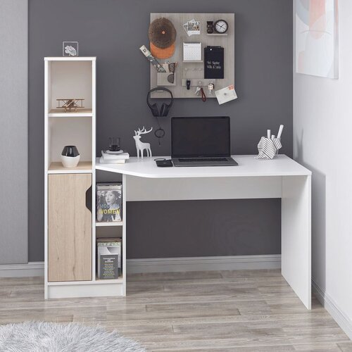 Hanah home radni sto Viora, 150 cm, beli / orah Slike