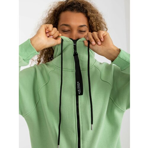 Fashion Hunters RUE PARIS light green long zipped basic sweatshirt with pockets Slike