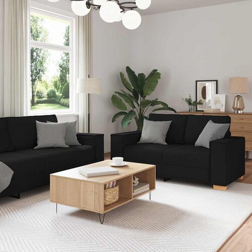 SOFA 3 pcs Crna 220 x 80 x 84 cm Platnasta tkanina Cijene