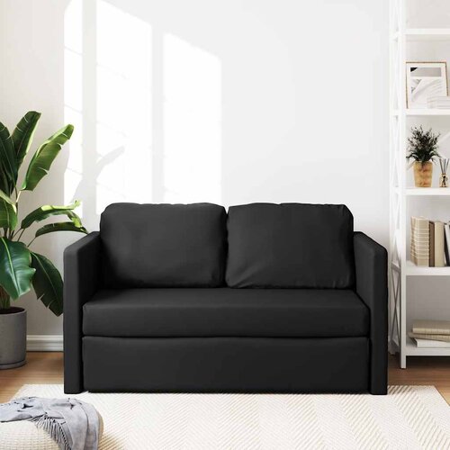  Podni kauč na razvlačenje 2-u-1 crni 112x174x55 cm umjetna koža Slike