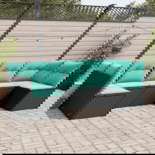 vidaXL 6-dijelni set vrtnih sofa od poliratana s jastucima crni Cijene