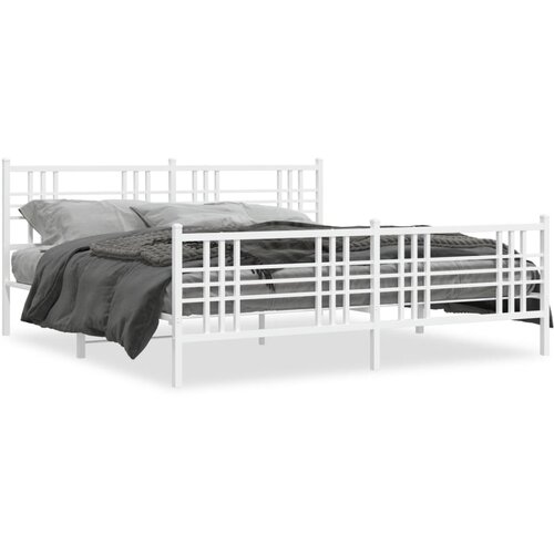 vidaXL Kovinski posteljni okvir z vzglavjem in vznožjem bel 183x213 cm Cene