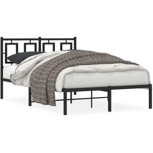 Metalni okvir za krevet s uzglavljem crni 120x200 cm