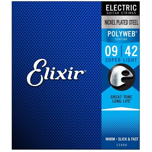 Elixir Žice za električnu gitaru 12000 Super Light, .009-.042, Polyweb Slike