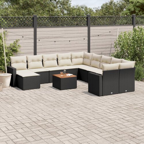  12-dijelni set vrtnih sofa od poliratana s jastucima crni Cijene