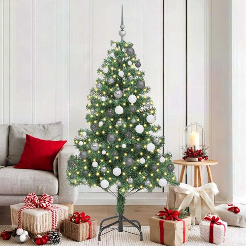 vidaXL Božično drevo med 300 LED z stojalom Zelena 180 cm PVC Cene