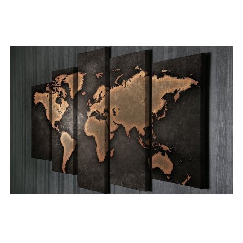 Wallity Slike karte sveta, set sa 5 slika, 105x70 cm Slike