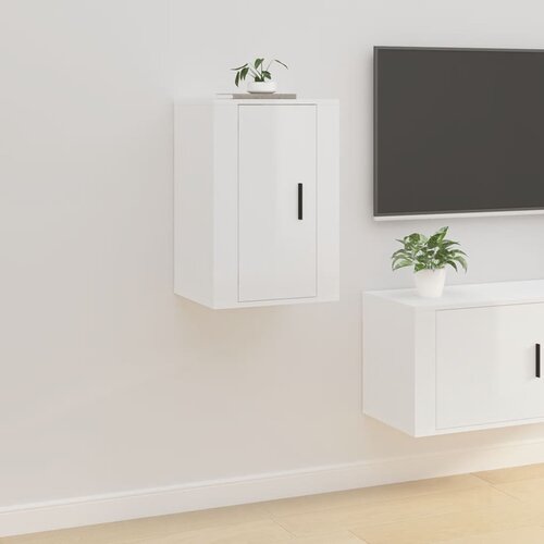 vidaXL Stenska TV omarica visok sijaj bela 40x34,5x60 cm Cene