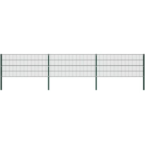  Ograjni paneli s stebrički železo 5,1x0,8 m zeleni