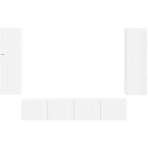  Komplet TV omaric 4 pcs Bela Konstruiran les - - Bela - 57.9 - 30 x 31 x 100 cm - 2025--Uvoz_2 Slike