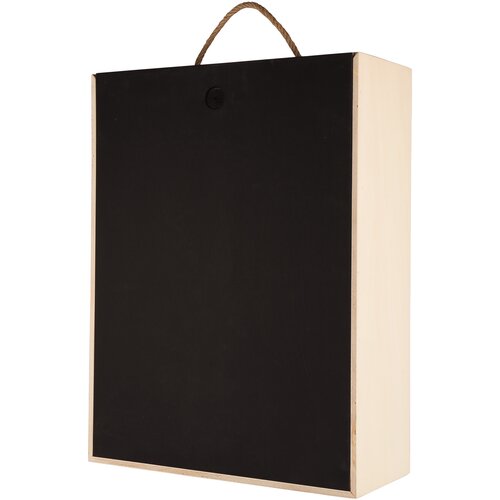 Drvena kutija za 3 boce-crni poklopac Slike