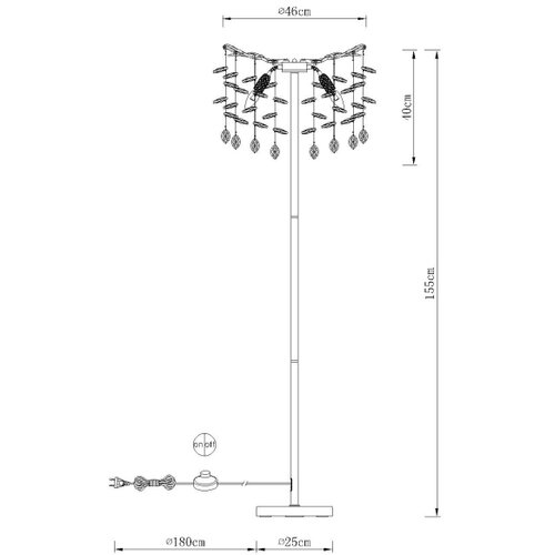 Globo 64138SS - Podna lampa QUEENA 5xE14/40W/230V srebrna Slike
