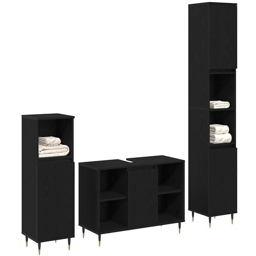  Set namje&amp;scaron;taja za kupaonicu 3 kom. Crni hrast 30 x 30 x 180 cm Slike