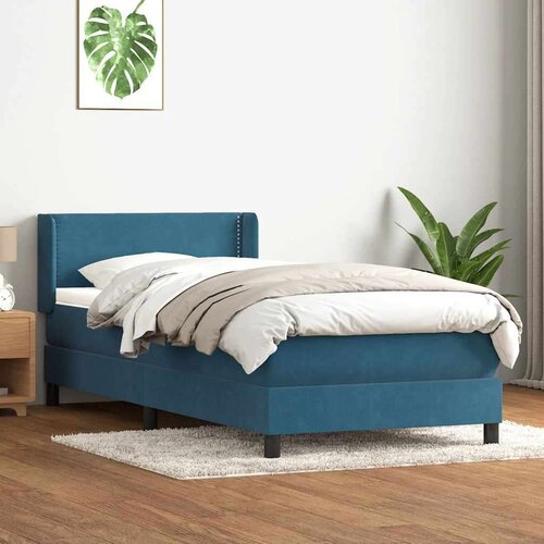 Box spring postelja z vzmetnico temno modra 90x210 cm žamet, (21792460) Slike