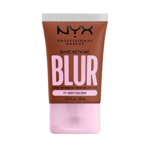 NYX Professional Makeup Bare With Me Blur Tint Foundation mat puder s srednjo prekrivnostjo 30 ml Odtenek 19 deep golden