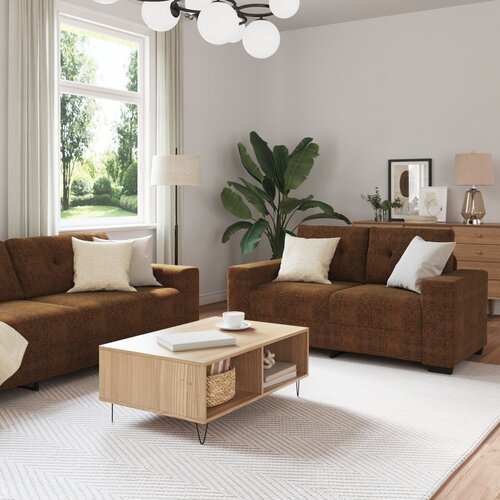 VidaXL Set sofa Set od 2 Smeđa Tkanina Moderna Izdržljiva Sofa smeđa Slike