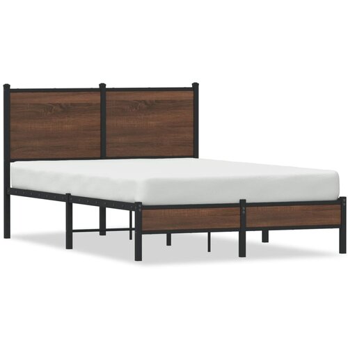 VidaXL Metalni okvir kreveta s uzglavljem smeđa boja hrasta 120x190 cm Slike