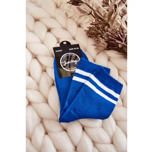 Kesi Women's Cotton Sports Socks With Stripes Blue