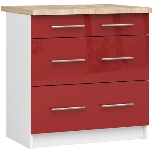 AKORD OLIWIA S80 3SZ Kabinet + BELA / RDEČA Sijajna Plošča, (21713728) Cene