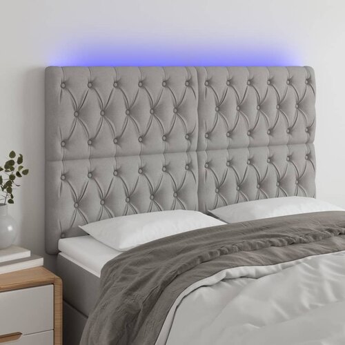 The Living Store led posteljno vzglavje svetlo sivo 160x7x118/128 cm blago - led vzglavje, (21438219) Slike