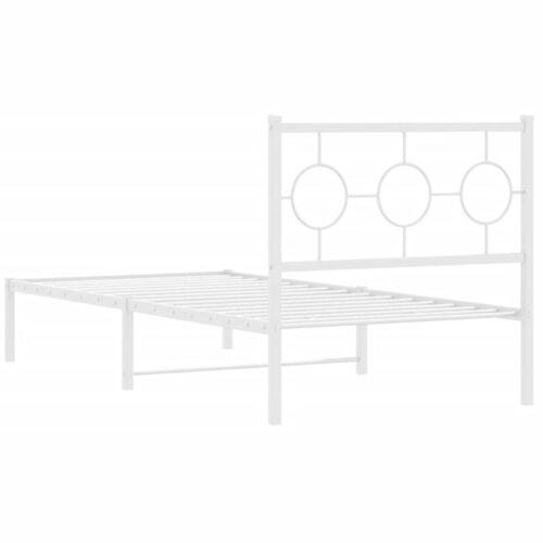  Metalni okvir za krevet s uzglavljem bijeli 90 x 190 cm Slike