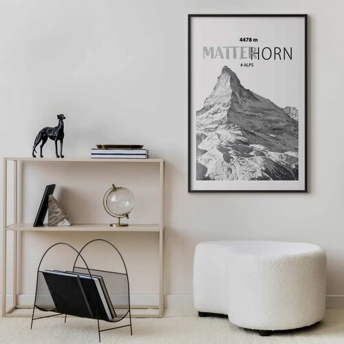  Plakat - The majestic Matterhorn mountain peak crown of mountains mountain landscape 40x60 Crni okvir s margom Cene