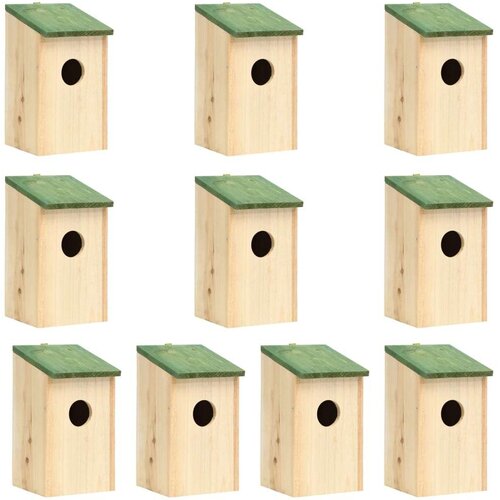  Kućice za ptice 10 kom od masivne jelovine 12 x 12 x 22 cm Slike