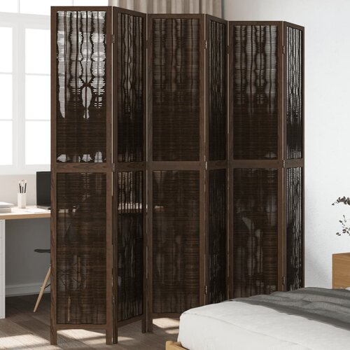  The Living Store Paravan 6-delni temno rjav trden les pavlovnije - Pregrada Za Prostor, (21494122) Slike