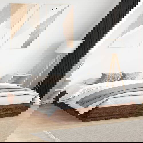 Furnova Posteljni okvir z LED diodami rjavi hrast 150x200 cm, (21940072) Cene
