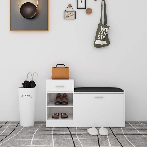  Klupa za cipele visoki sjaj bijela 94,5 x 31 x 57 cm drvena Cijene
